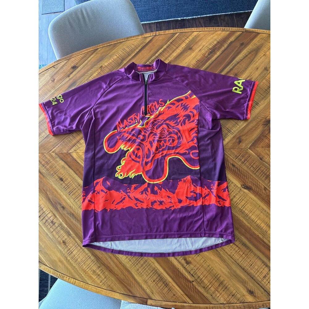 Jakroo Men's Nasty Grrls Dragon Custom Graphic Cycling Jersey - - Size L